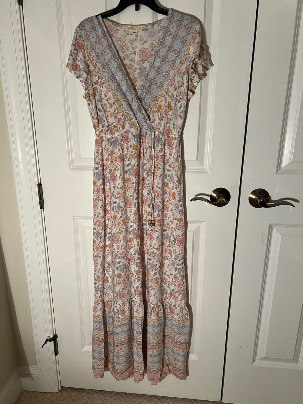 Floral V-Neck Maxi Dress Country Cottage Look Size Small